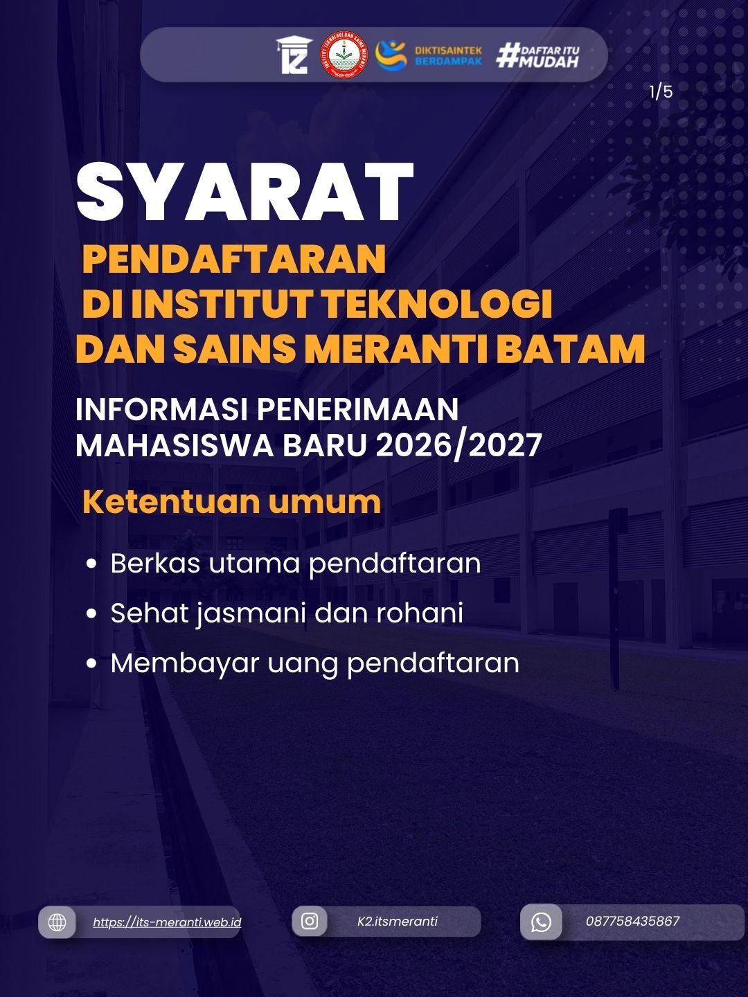Syarat Pendaftaran Di Insitut Teknologi Dan Sains Meranti Batam 