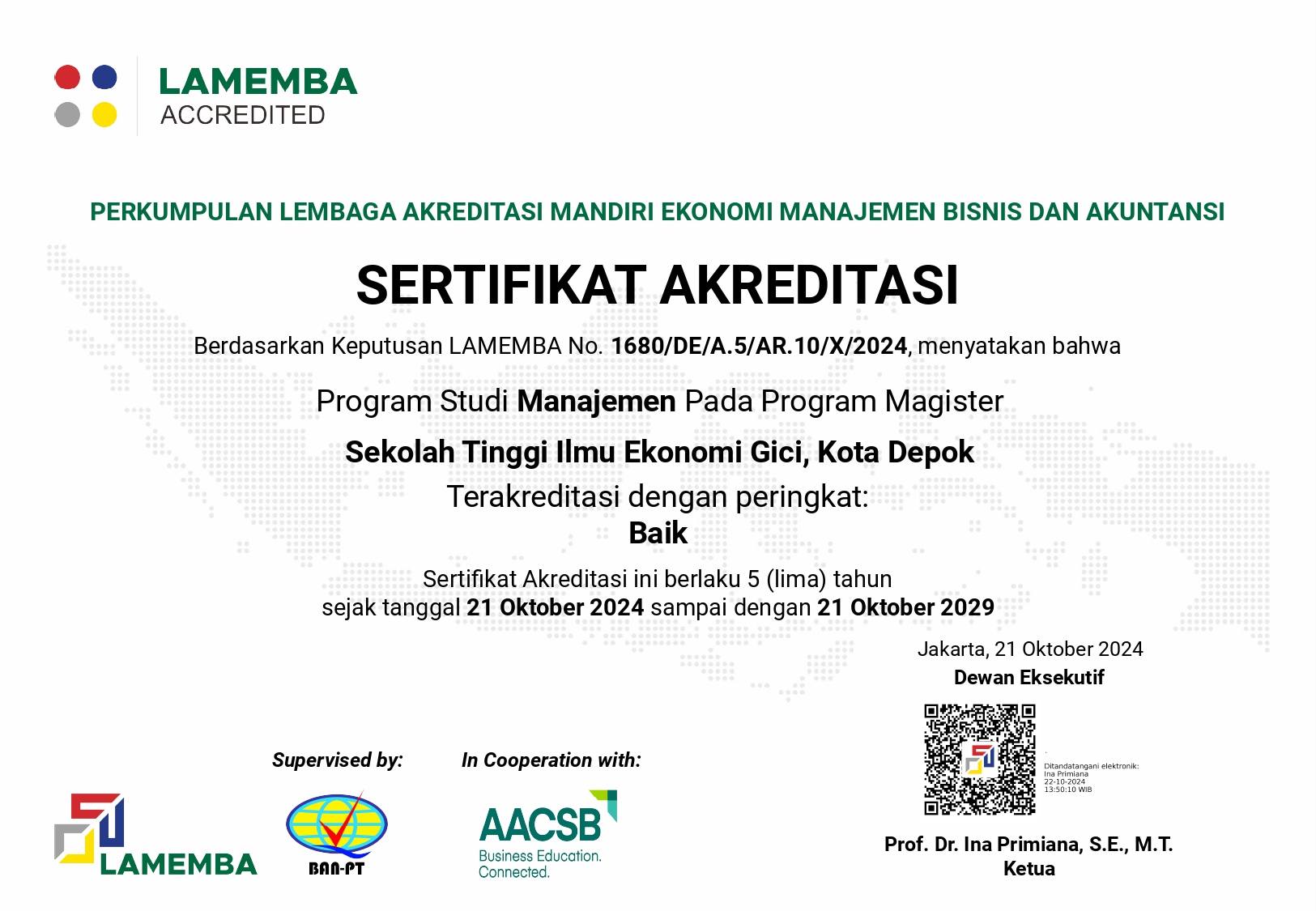 Akreditasi STIE GICI