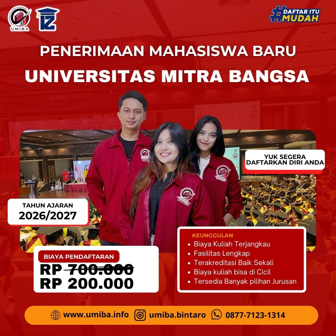 Pendaftaran Mahasiswa Baru Universitas Mitra Bangsa Tahun Ajaran 2026 2027 Resmi Dibuka