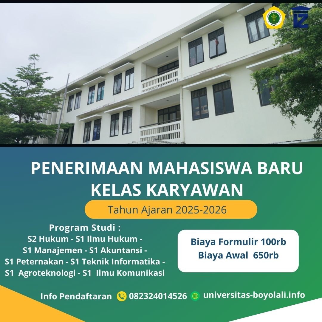 Penerimaan Mahasiswa Baru Kelas Karyawan Universitas Boyolali K2