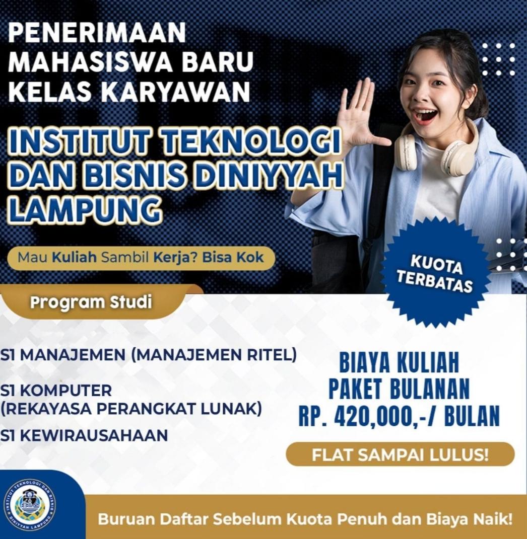 Penerimaan Mahasiswa Baru Kelas Karyawan  Kampus INSTIDLA LAMPUNG