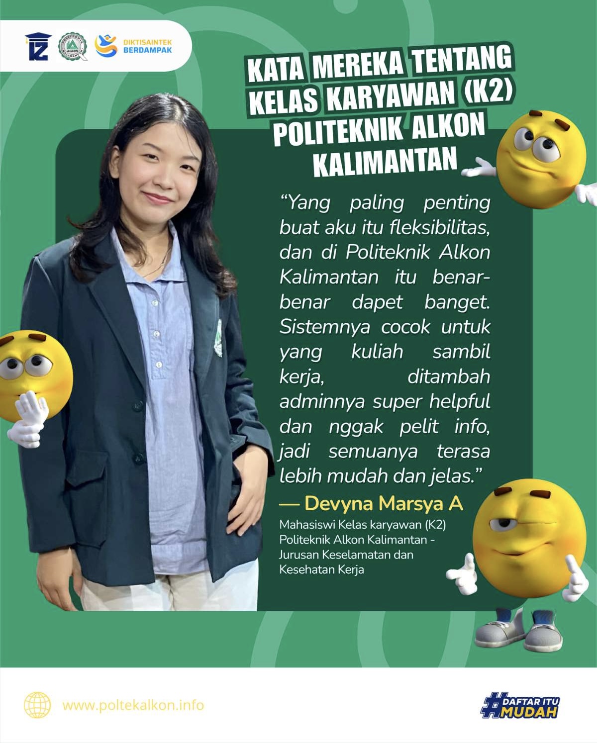 Testimoni Mahasiswa Kelas Karyawan Politeknik Alkon Kalimantan yang Fleksibel dan Berkualitas