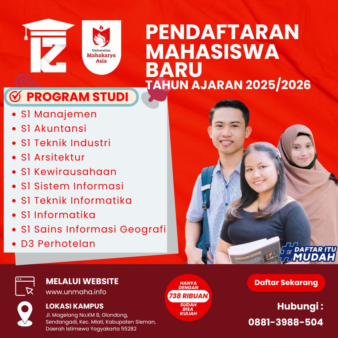 Banyak program studi di kampus Universitas Mahakarya Asia untuk Kuliah karyawan