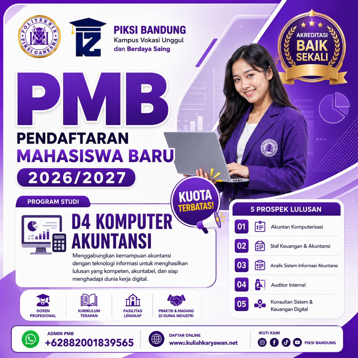 Pendaftaran D4 Komputer Akuntansi Piksi Bandung 2026/2027 Alternatif Terbaik Selain SNBT