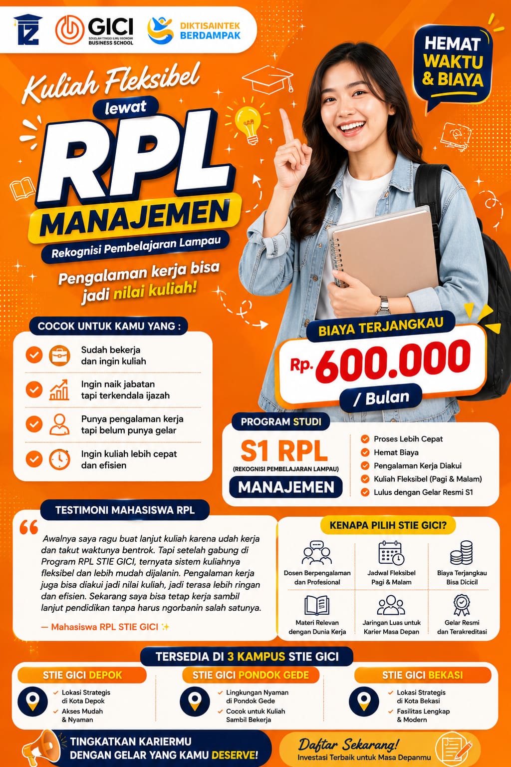 Kuliah Fleksibel Lewat RPL STIE GICI, Pengalaman Kerja Bisa Jadi Nilai Kuliah