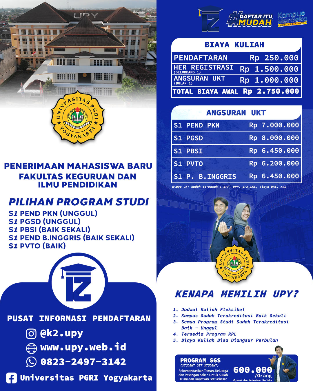 Biaya Kuliah FKIP di Universitas PGRI Yogyakarta Terjangkau, Biaya Awal Hanya 2 Jutaan