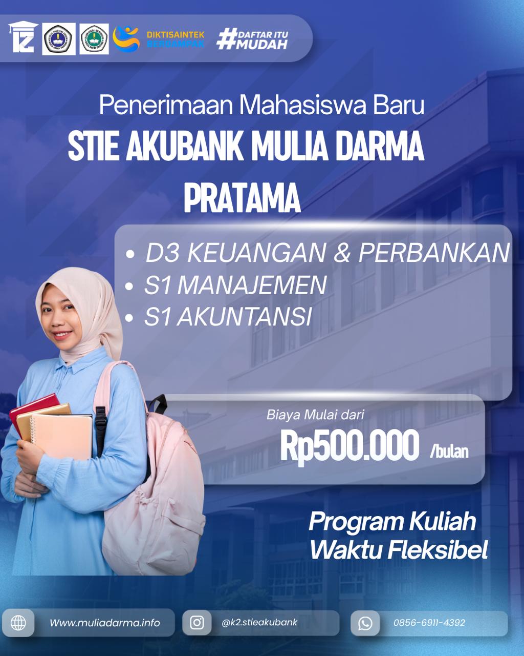 Kontak Pendaftaran Mahasiswa Baru STIE AKUBANK Mulia Darma Pratama Palembang