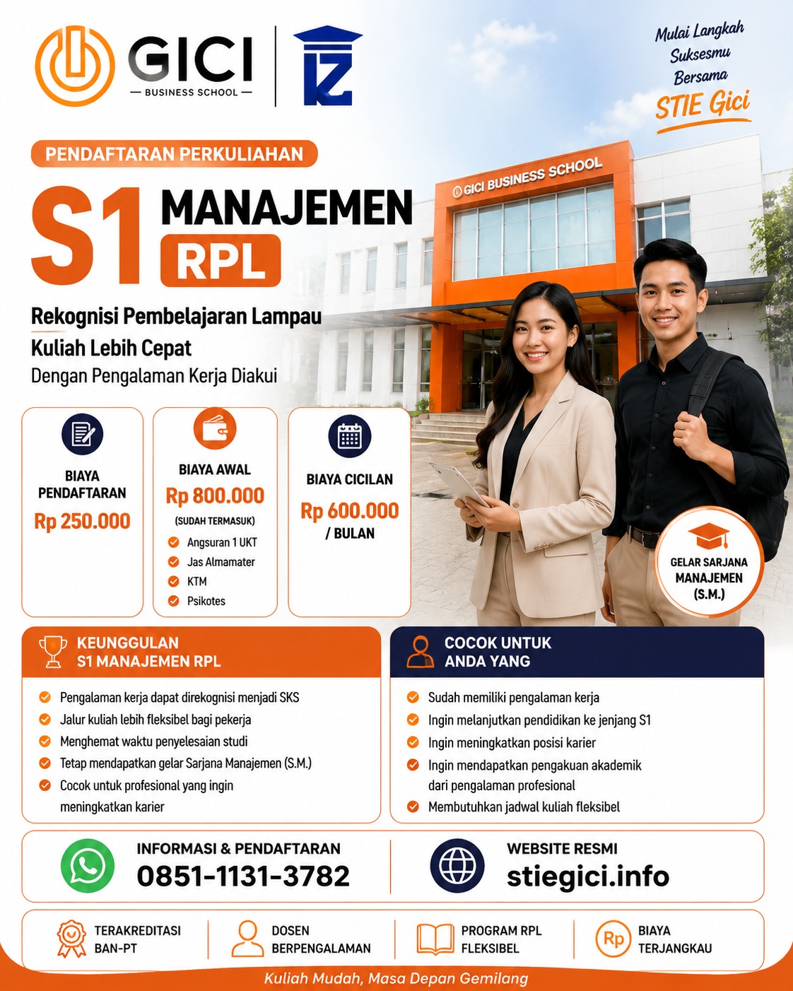 S1 Manajemen RPL STIE GICI Depok Kuliah Lebih Cepat dengan Pengalaman Kerja yang Diakui