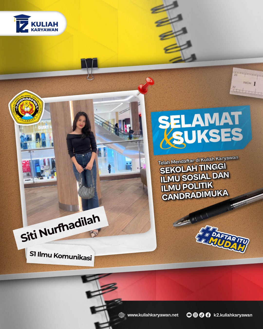 Prodi S1 Ilmu Komunikasi Kampus STISIPOL Candradimuka Palembang