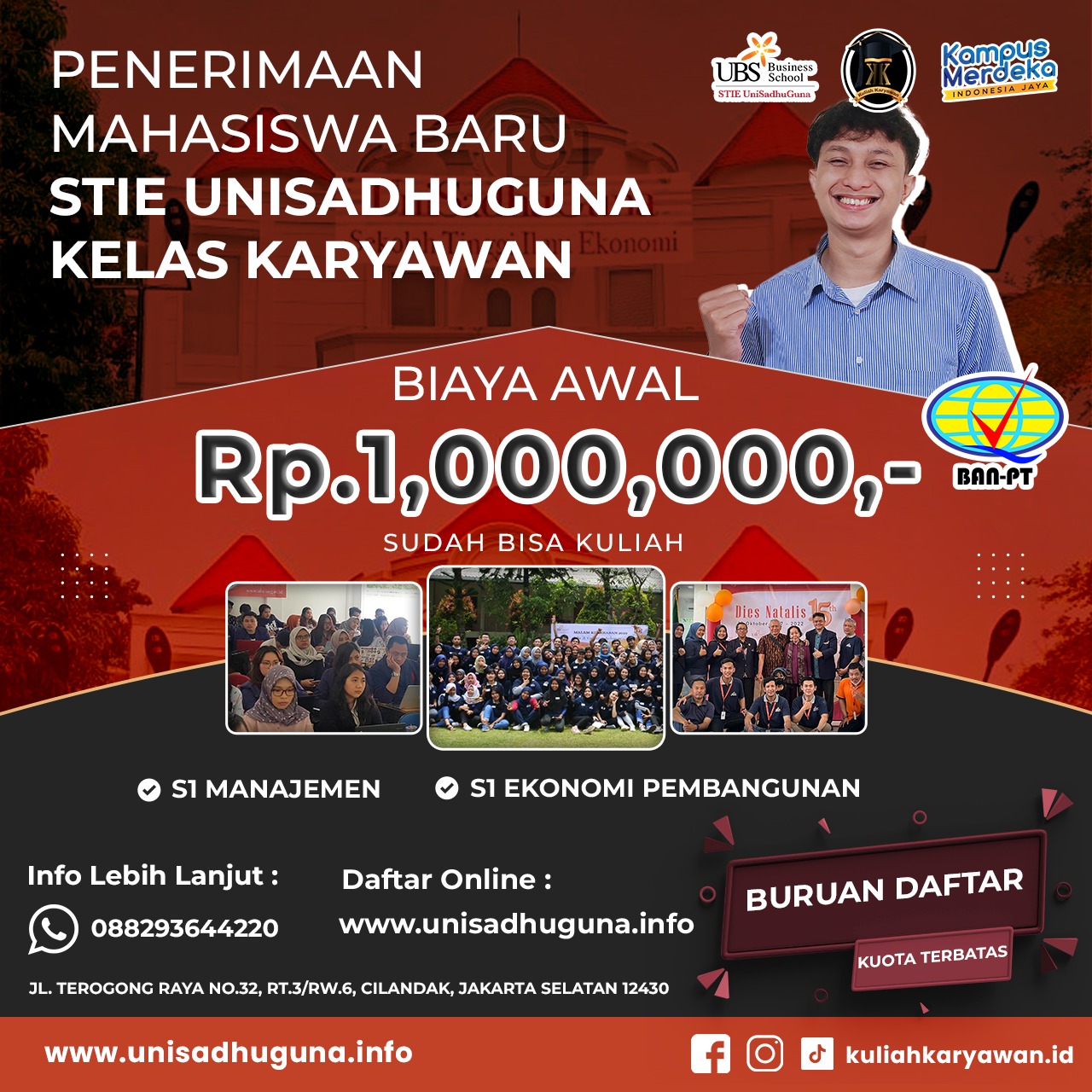 Pendaftaran Kelas Karyawan STIE Unisadhuguna