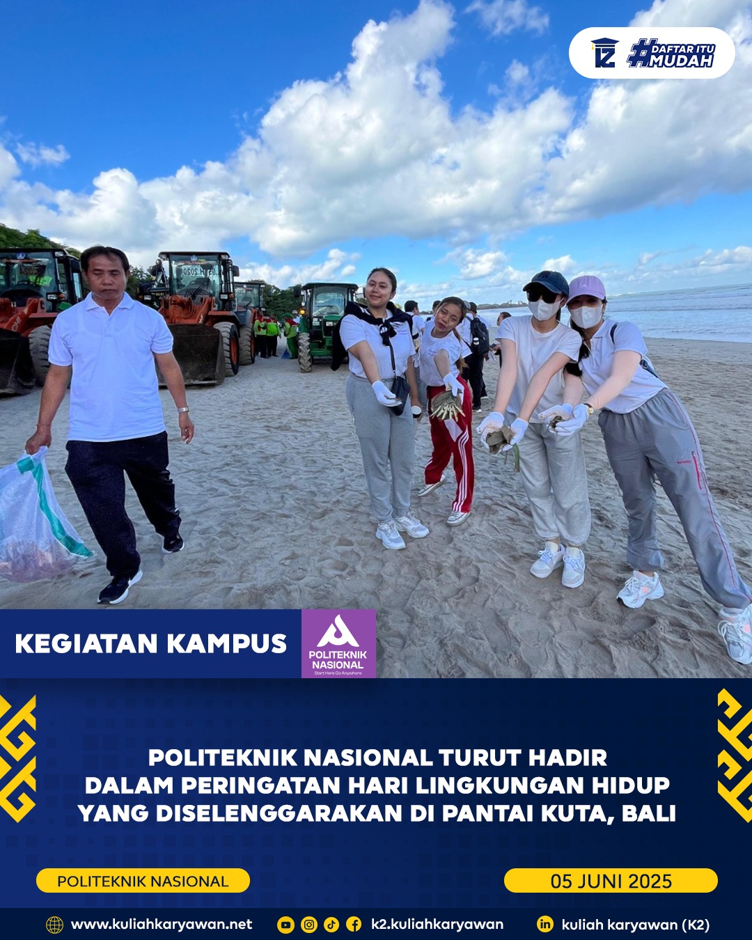 Politeknik Nasional Turut Serta dalam Peringatan Hari Lingkungan Hidup di Pantai Kuta