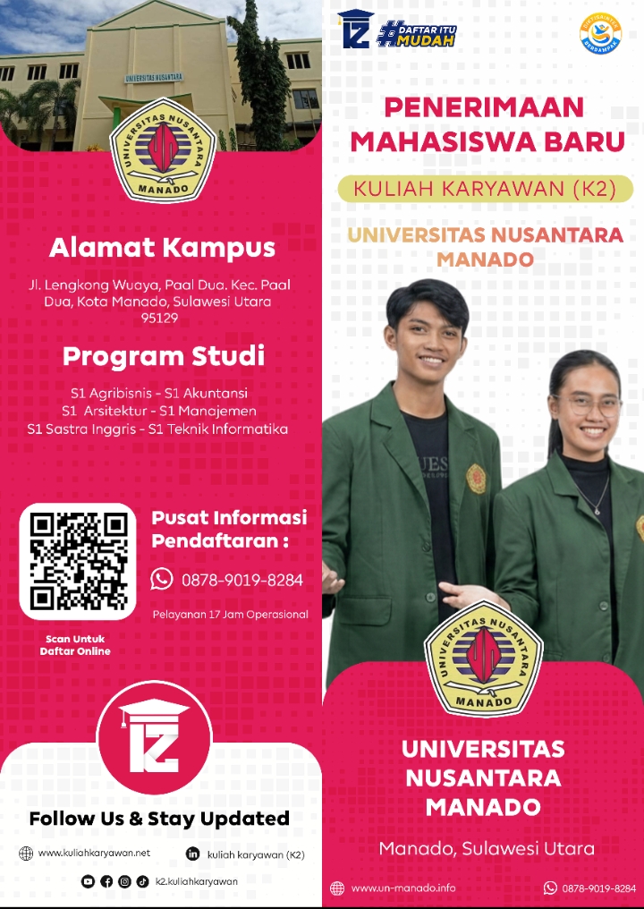 Kuliah Fleksibel Dan Biaya Terjangkau, Hanya di Universitas Nusantara Manado