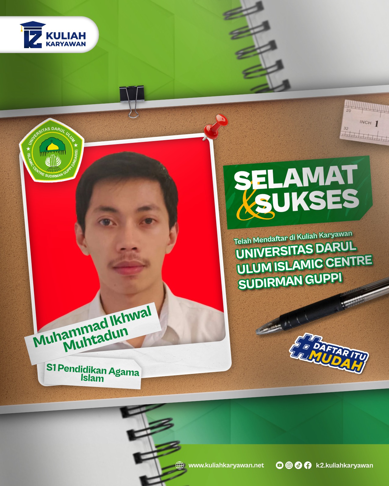 Selamat dan Sukses telah mendaftar di UNDARIS