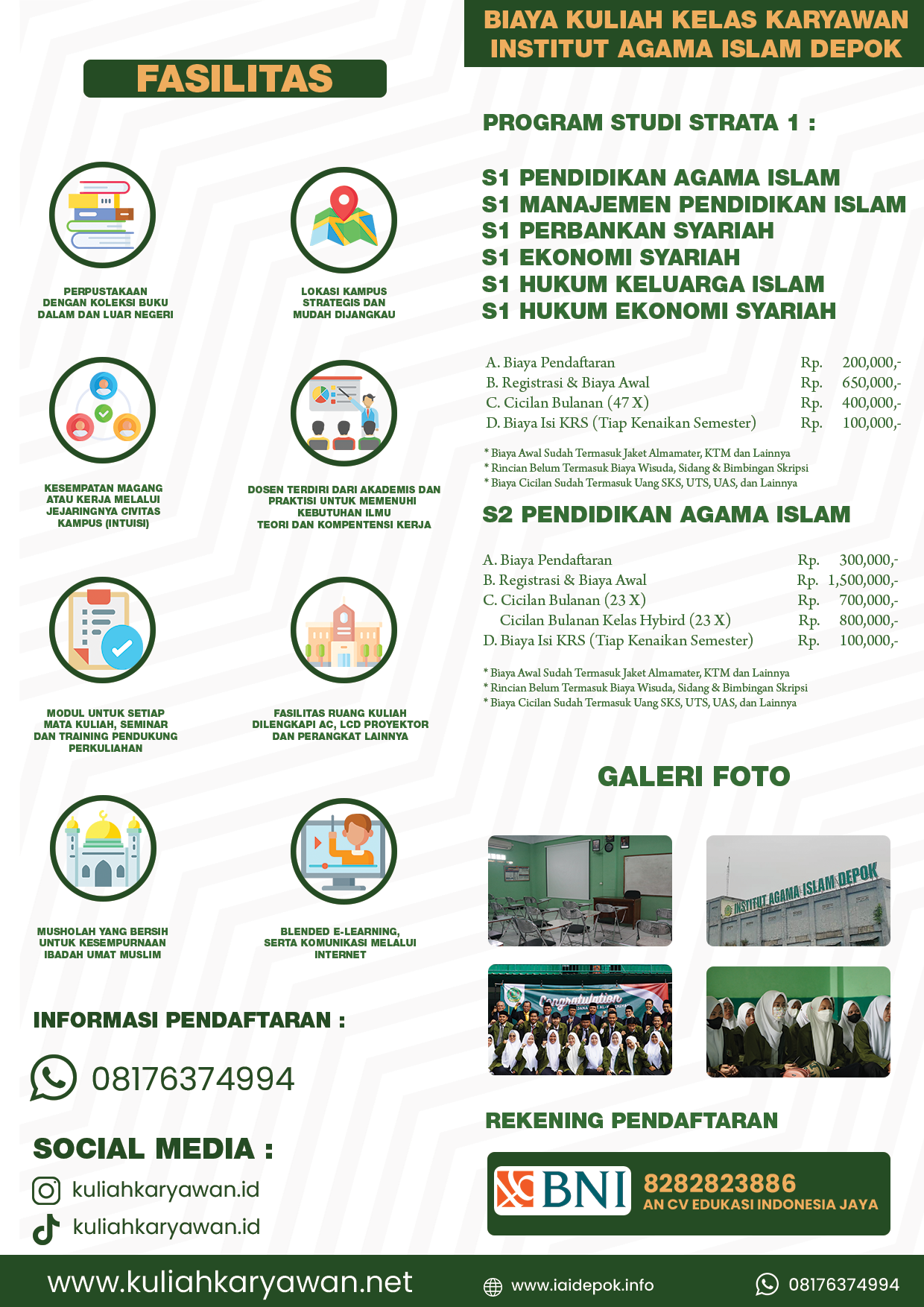 Kuliah Fakultas Hukum jadwal Kelas Karyawan di Sawangan 