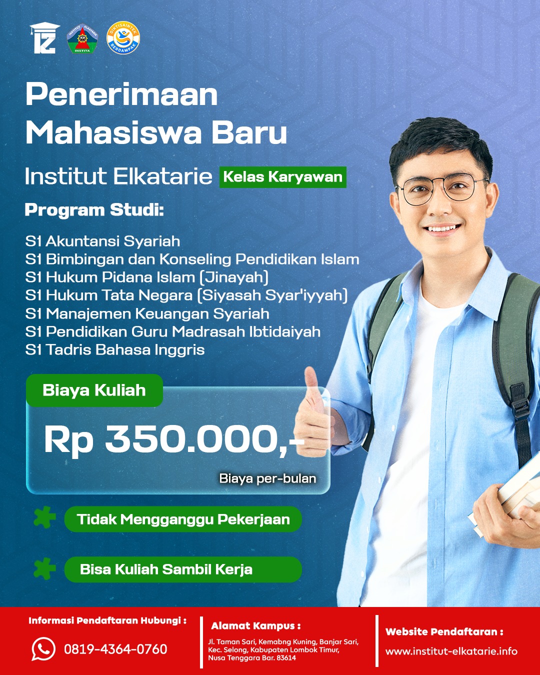 Mau kuliah sambil kerja dengan biaya terjangkau ? Yuk gabung Institut Elkatarie