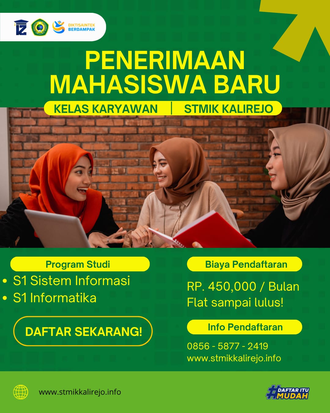 Biaya Pendaftaran STMIK Kalirejo Kelas Karyawan