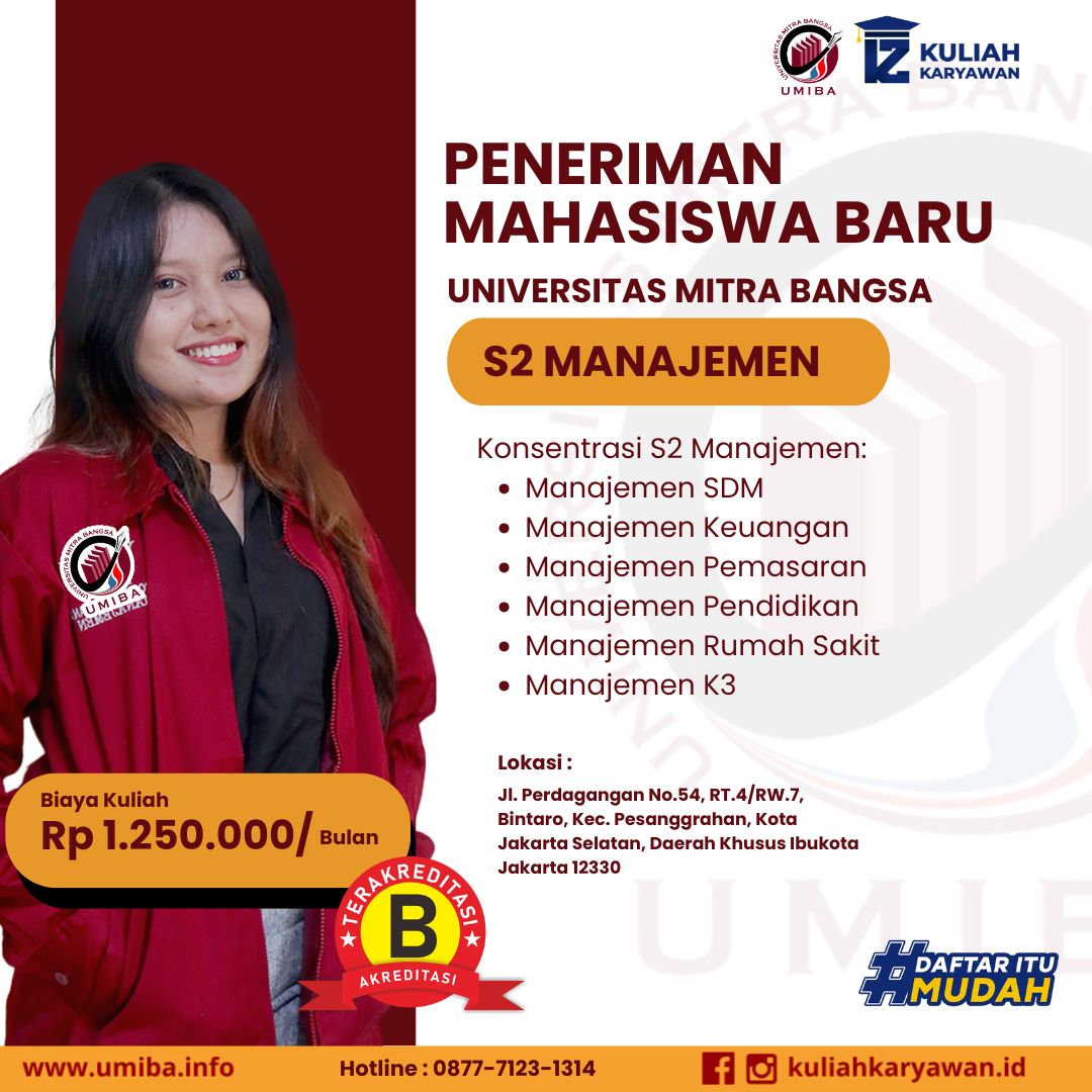 Penerimaan Mahasiswa Baru S2 Manajemen Universitas Mitra Bangsa K2