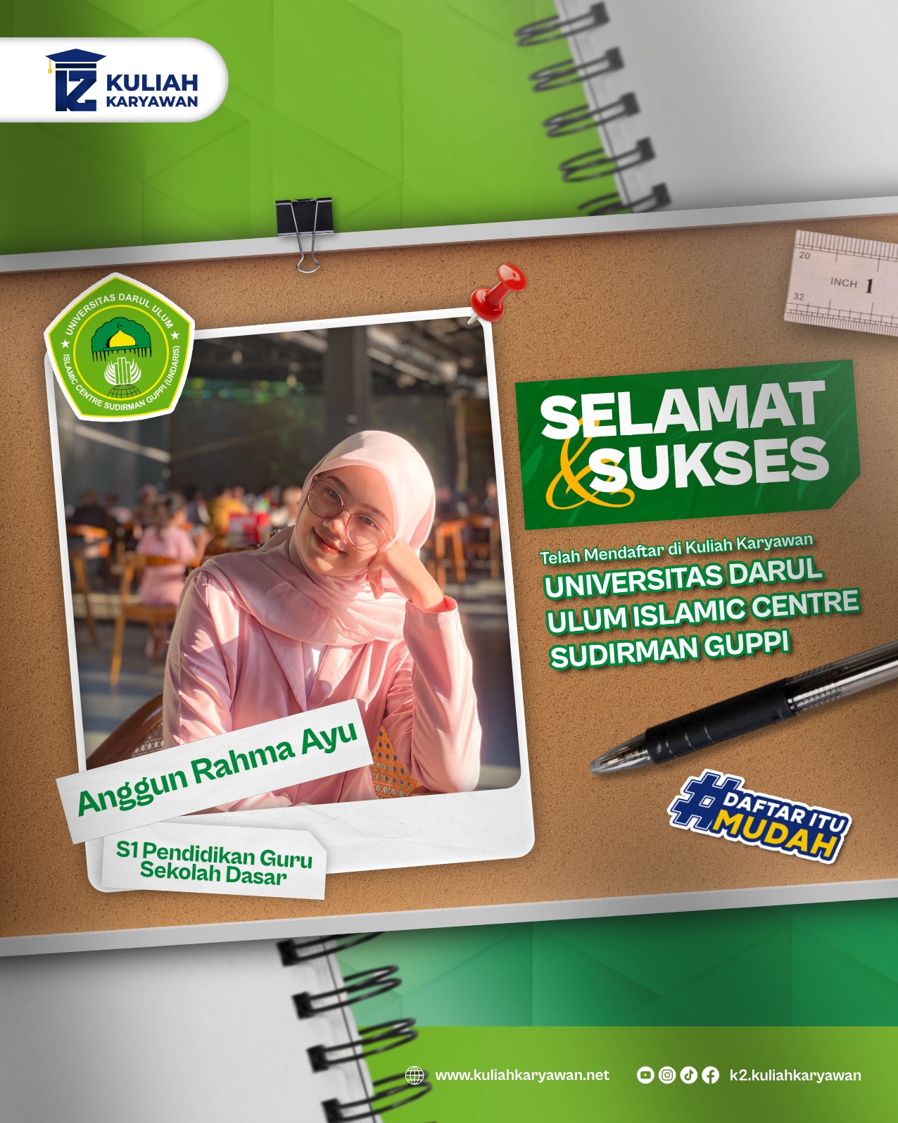 Selamat dan Sukses telah mendaftar di UNDARIS