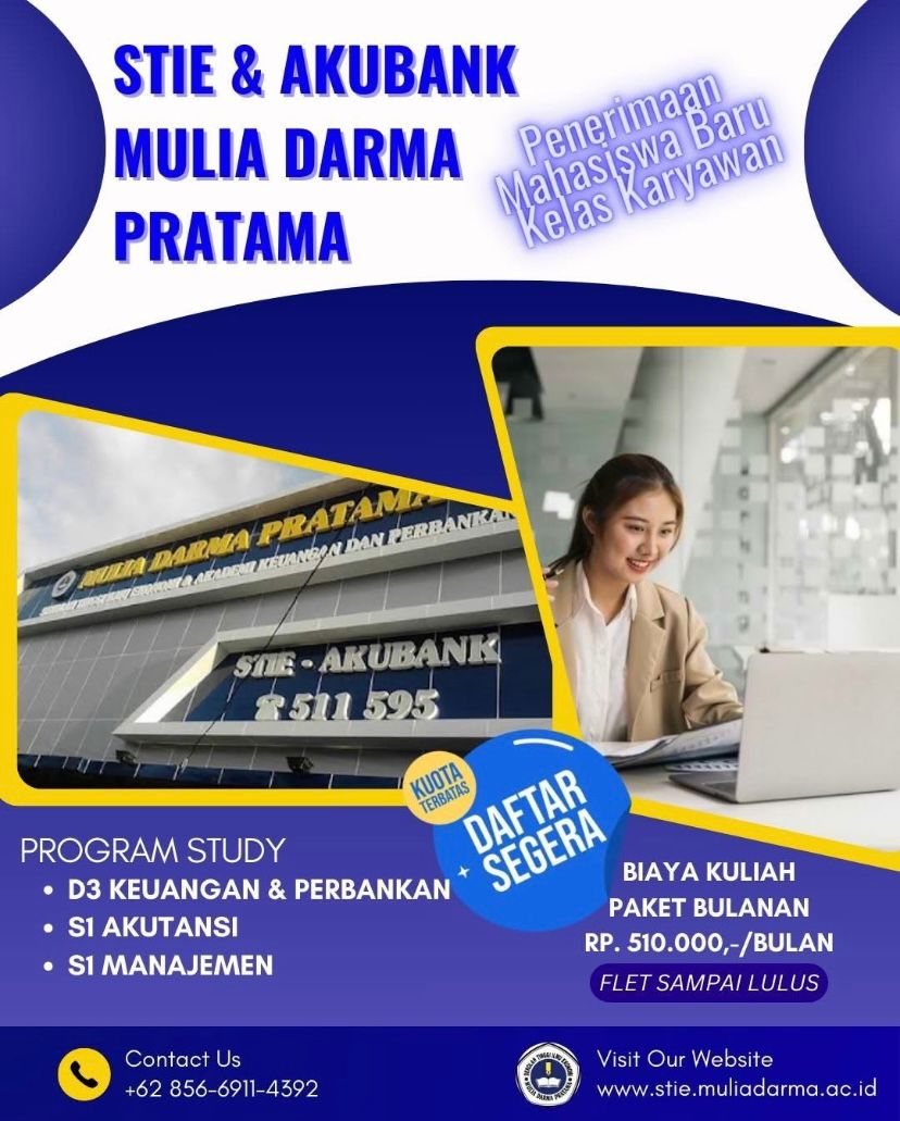 Pusat Informasi dan Pendaftaran Mahasiswa Baru Kelas Karyawan STIE-AKUBANK Mulia Darma Pratama