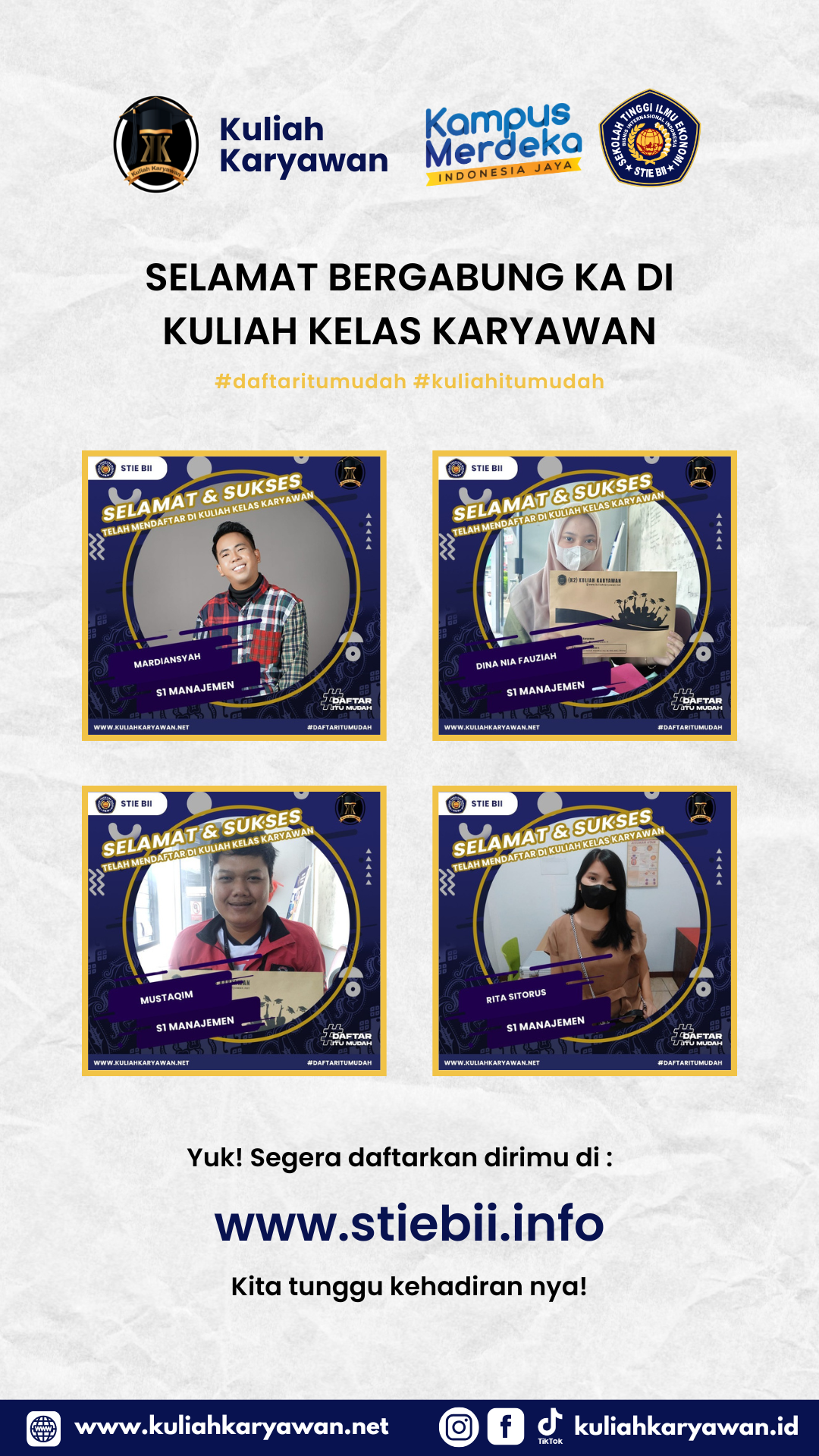 Raih Gelar Sarjana di Kelas Karyawan STIE BII