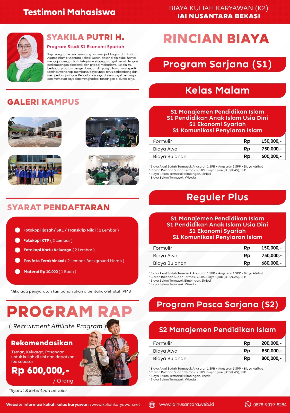 Rincian Biaya Kuliah IAI Nusantara Bekasi