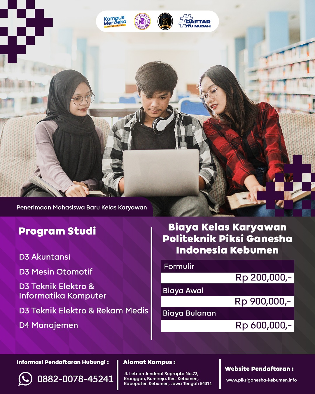 Pendaftaran Online dan Offline Bagi Mahasiswa Baru Piksi Ganesha Indonesia Kebumen