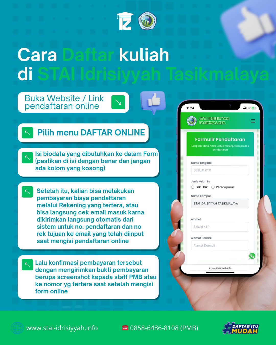 Cara Daftar Kuliah di STAI Idrisiyyah Tasikmalaya Secara Online