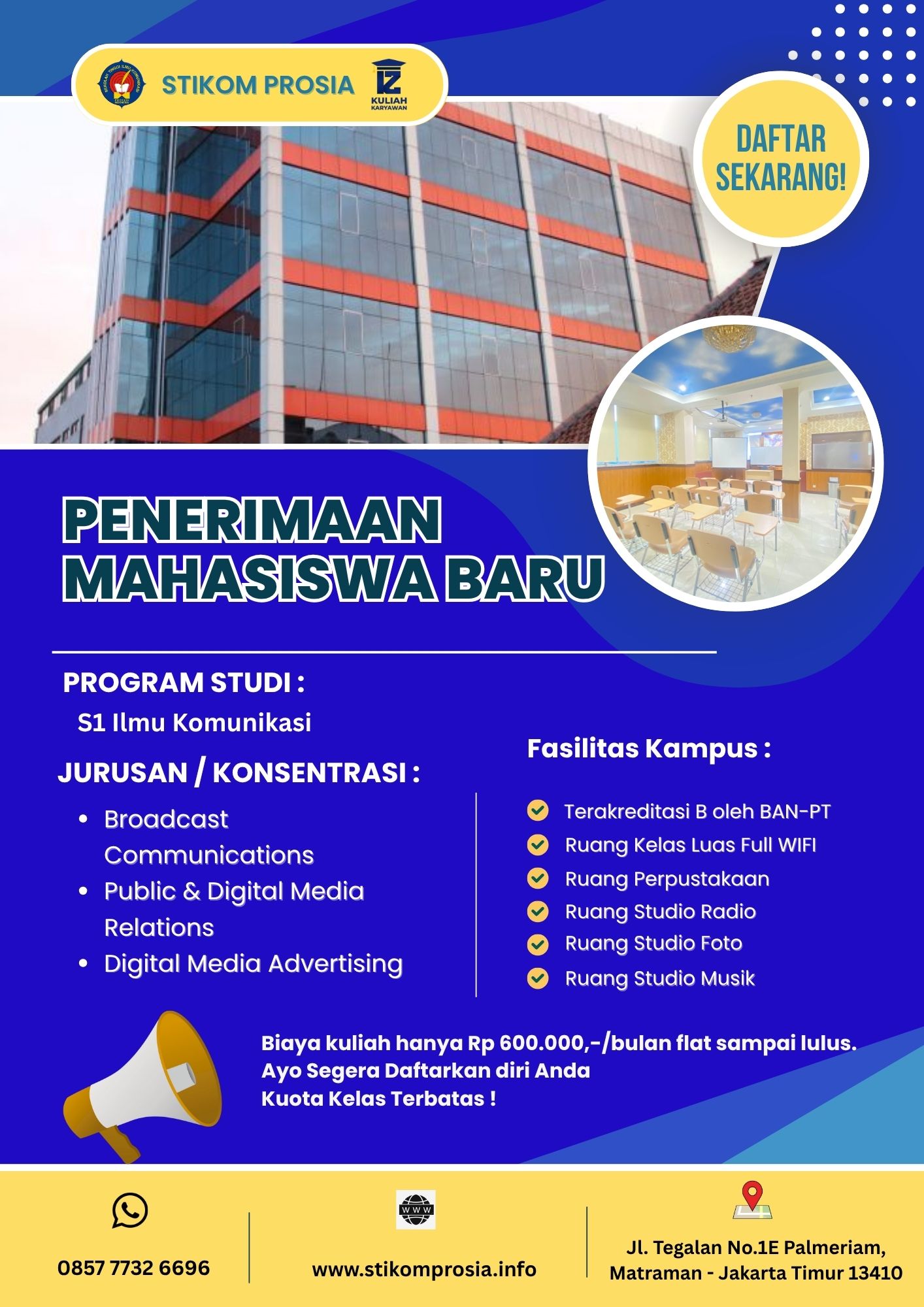 Penerimaan Mahasiswa Baru STIKOM PROSIA Jakarta S1 Ilmu Komunikasi