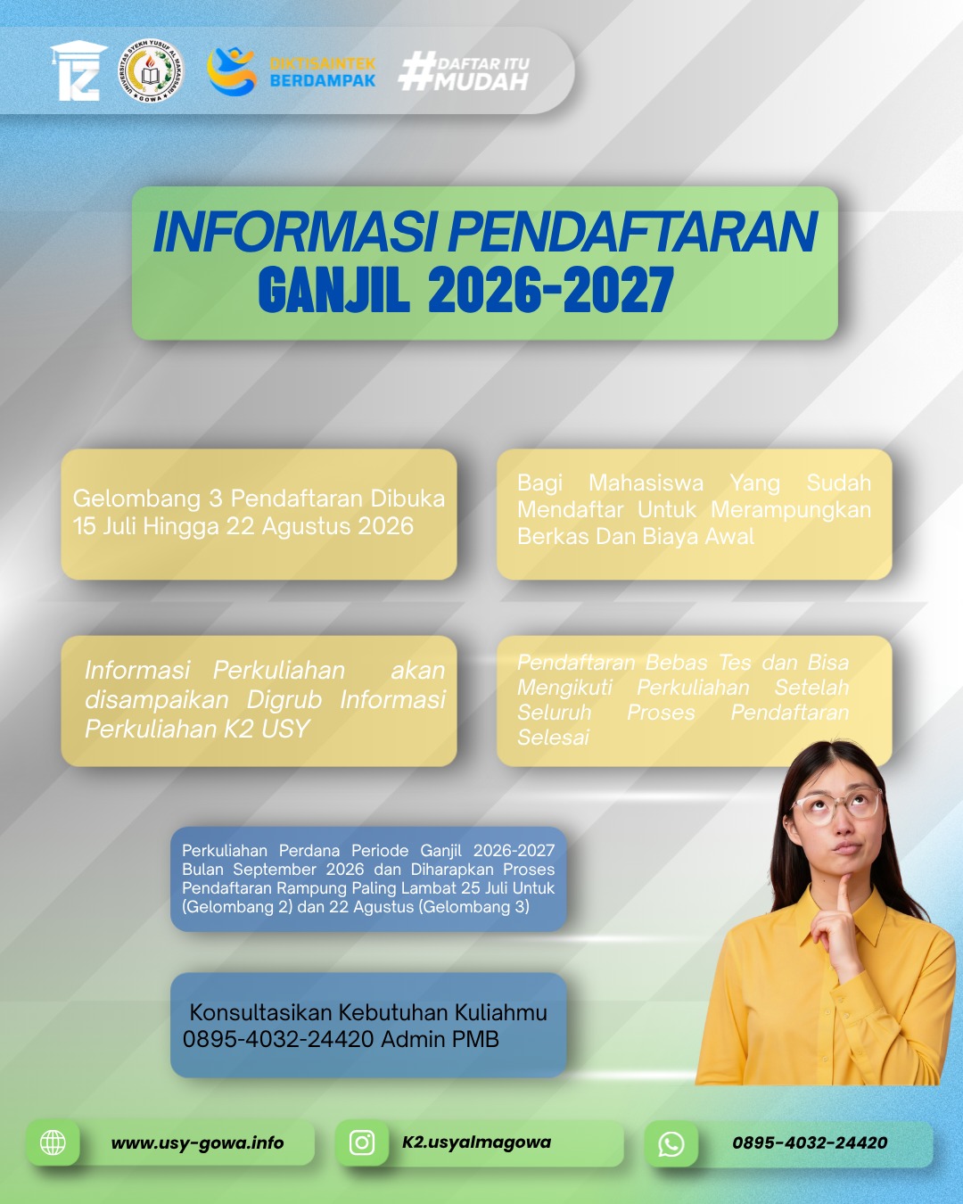 Informasi Penerimaan Mahasiswa Baru Ganjil 2026 Universitas Syekh Yusuf Al Makasssari
