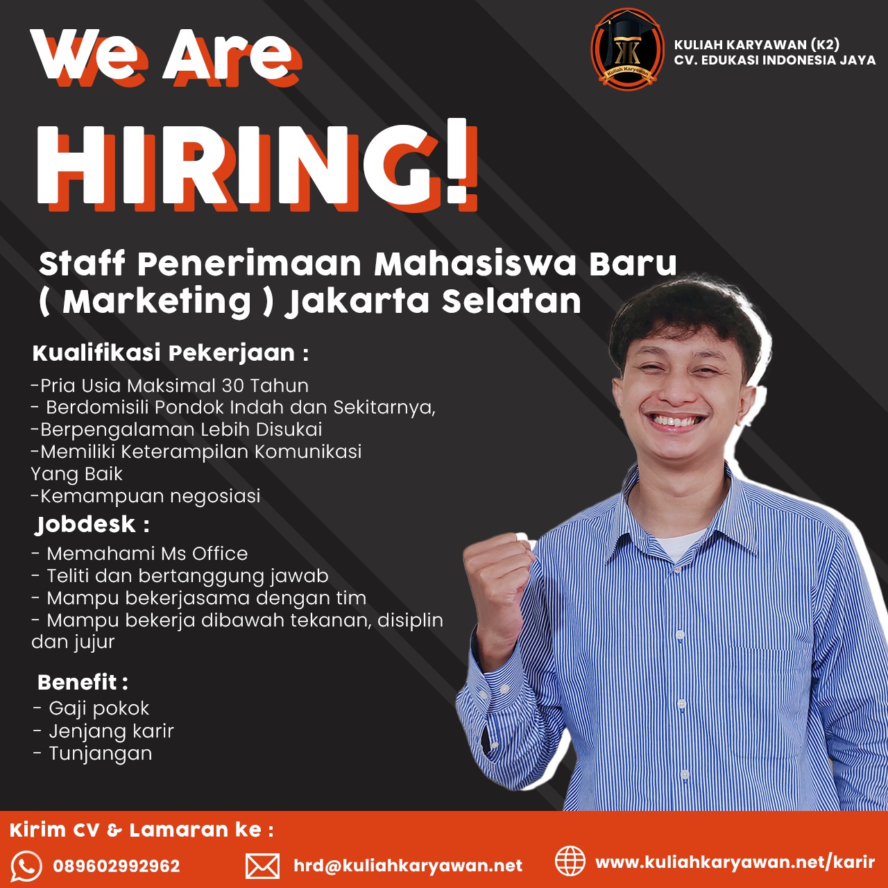 Lowongan Staff Penerimaan Mahasiswa Baru (Marketing) Jakarta Selatan