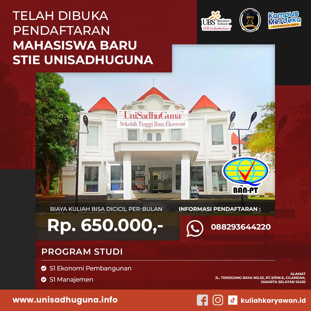 STIE UniSadhuGuna kelas karyawan dan online fleksibel di Jakarta Selatan