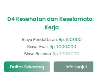 RINCIAN HARGA D4 K3 DI POLITEKNIK ALKON