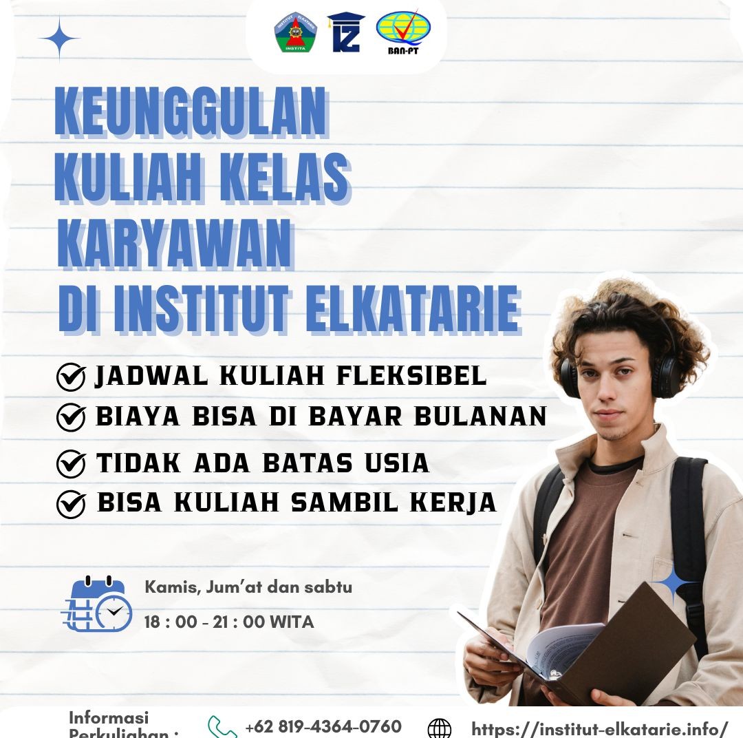 Jurusan, Sistem Kuliah dan Biaya di Institut ElKatarie Kelas Karyawan