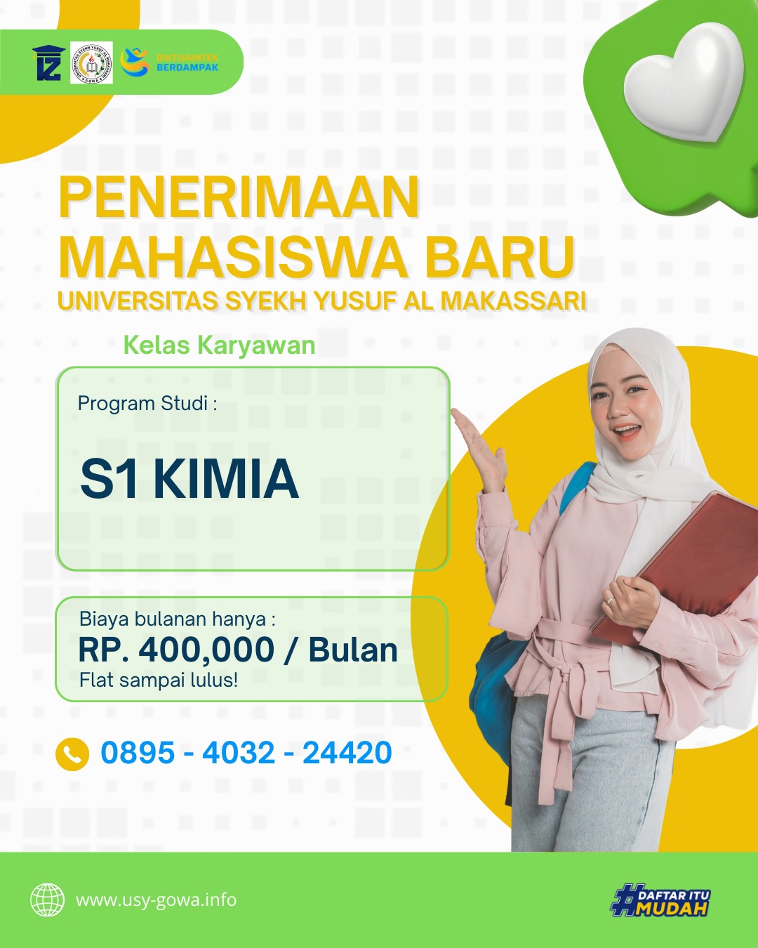 Kelas Karyawan S1 Kimia Universitas Syekh Yusuf Al Makassari. USY GOWA