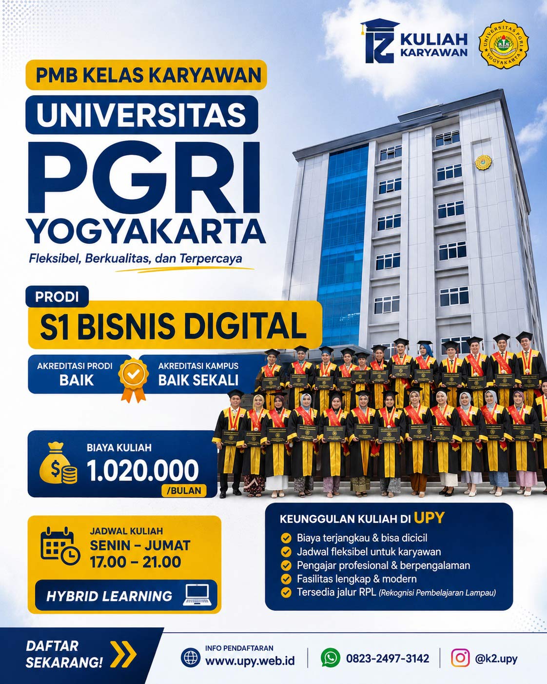 Biaya Kuliah S1 Bisnis Digital UPY Hanya Rp1.020.000 per Bulan Cocok untuk Karyawan