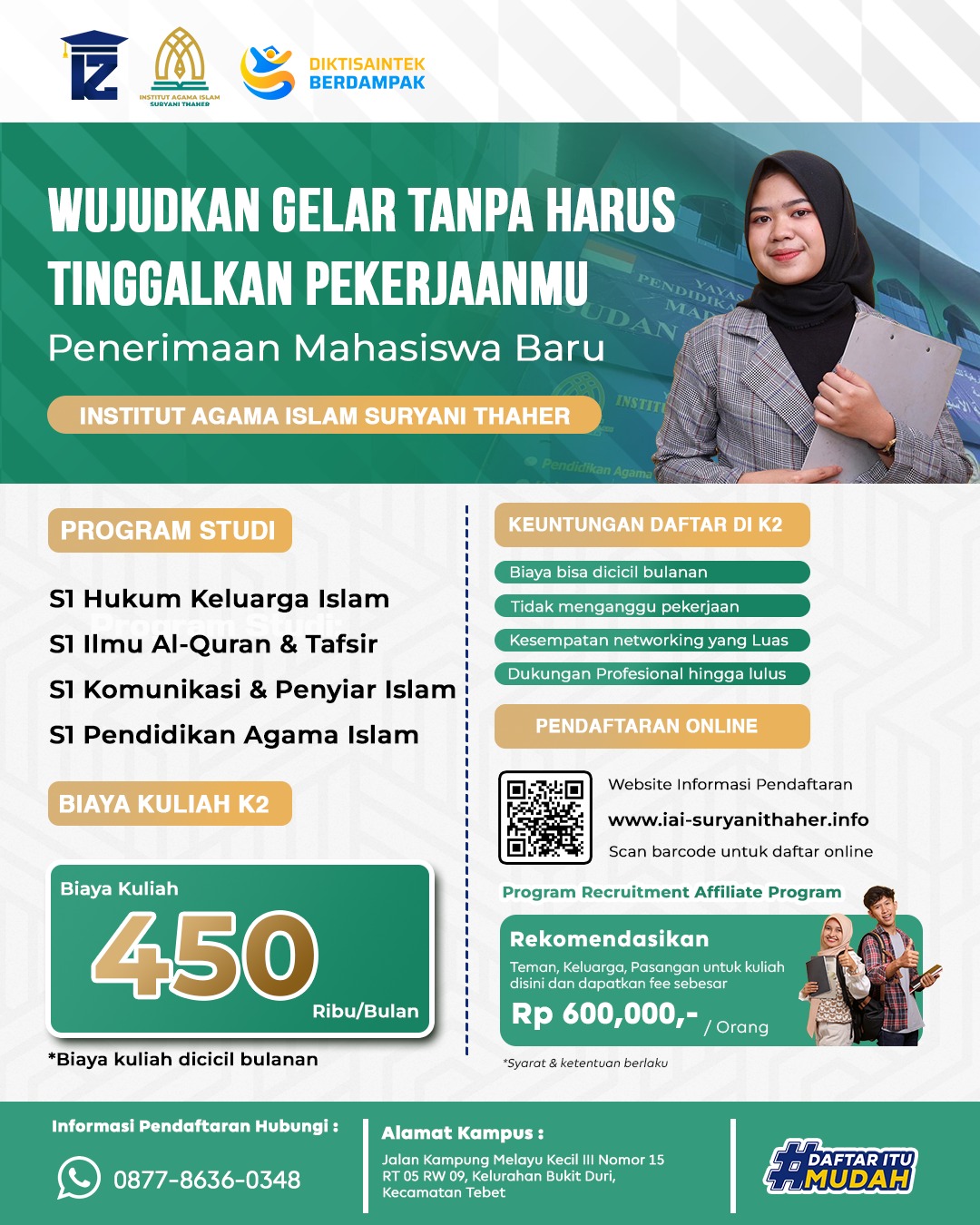 Biaya Daftar Di Kampus  Institut Agama Islam Suryani Thaher Akreditasi Baik
