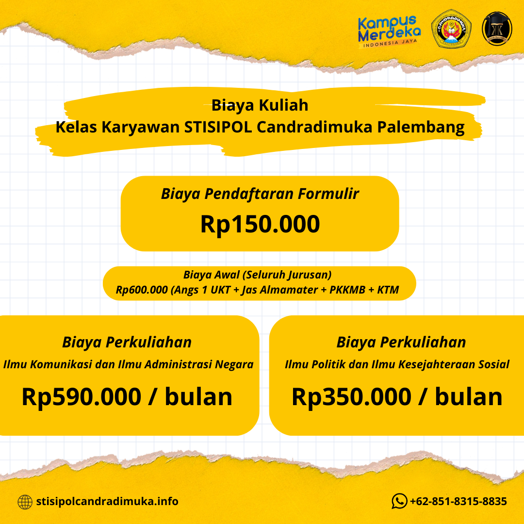 Biaya Kuliah di Kampus K2 STISIPOL Candradimuka Palembang