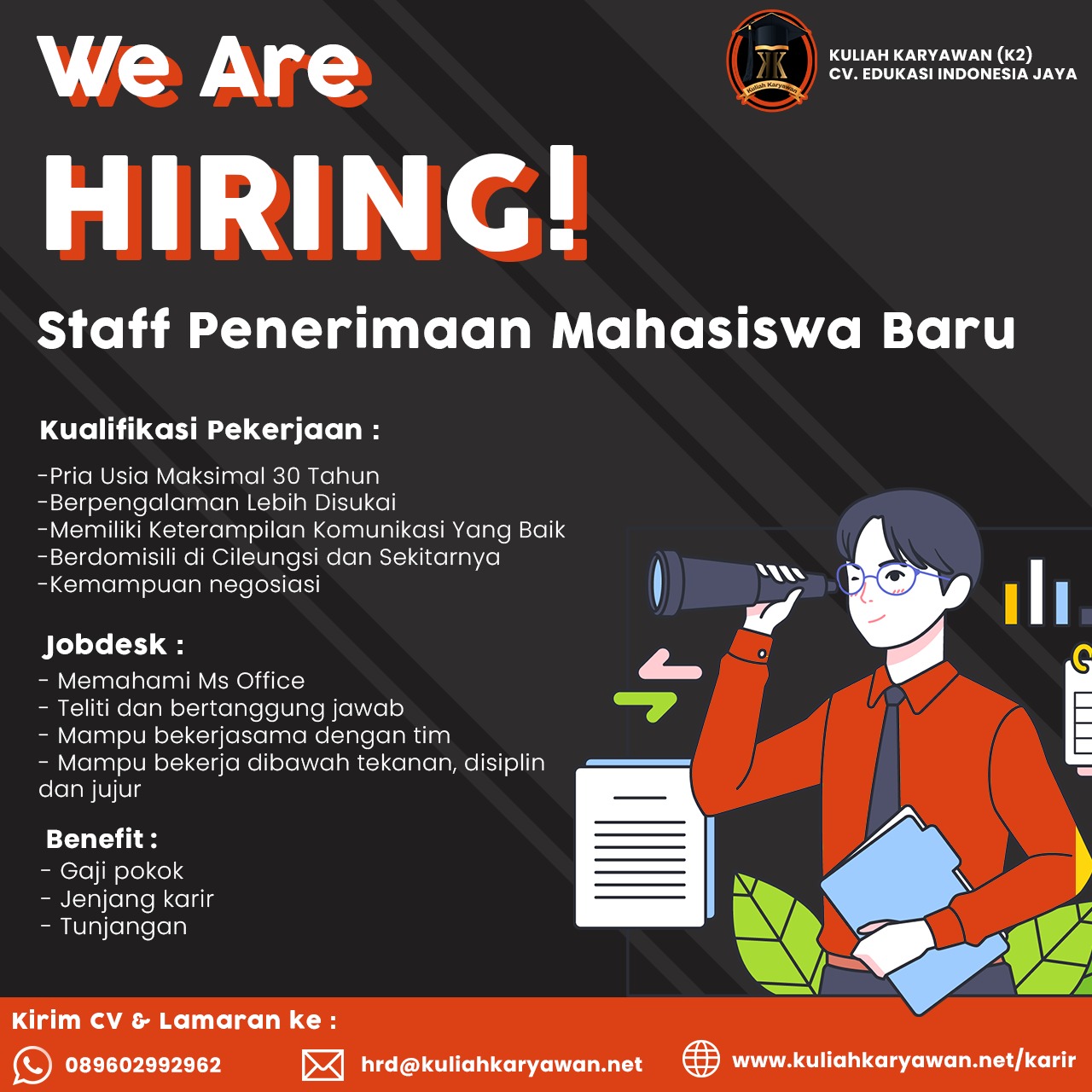 lowongan kerja Staff Penerimaan Mahasiswa Baru