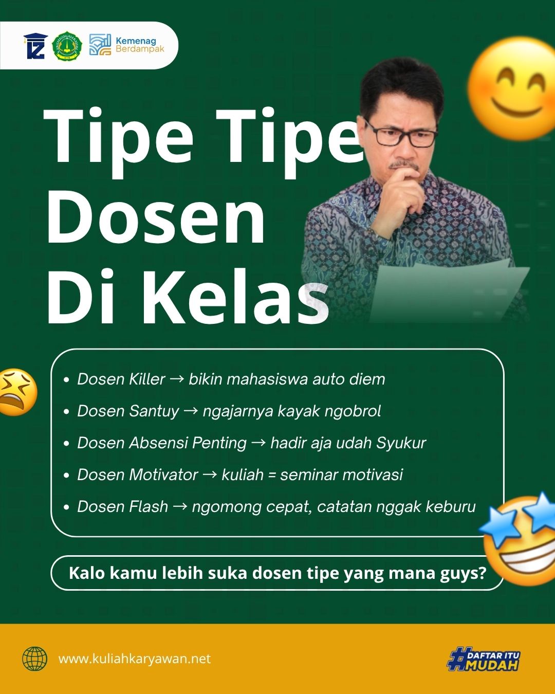 Tipe Tipe Dosen Di Kelas 