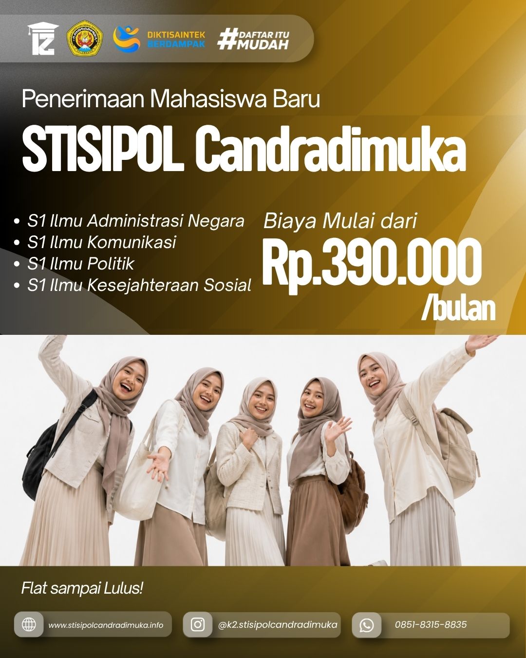 150ribu Sudah Bisa Daftar Kuliah Di STISIPOL Candradimuka Palembang