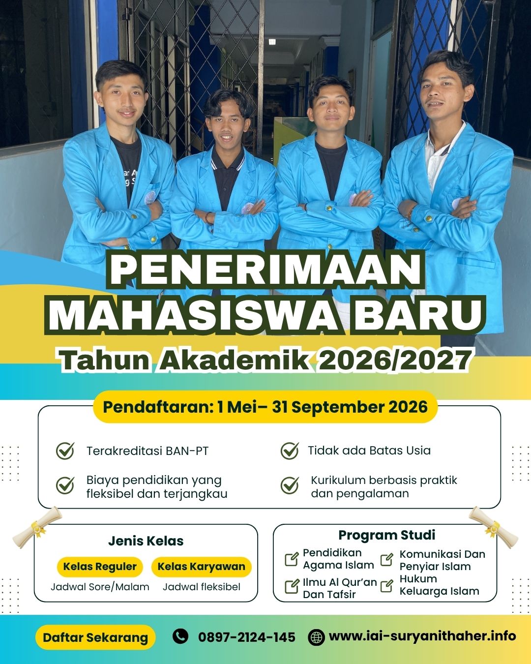 Informasi Pendaftaran Kelas Karyawan Kampus Institut Agama Islam Suryani Thaher