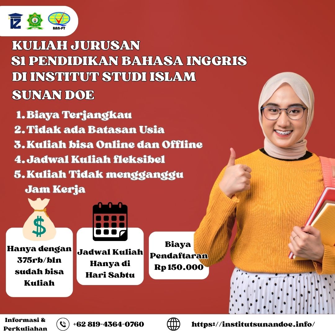 Kuliah Jurusan S1 Pendidikan Bahasa Inggris di Institut Studi Islam Sunan Doe dengan Biaya Terjangka