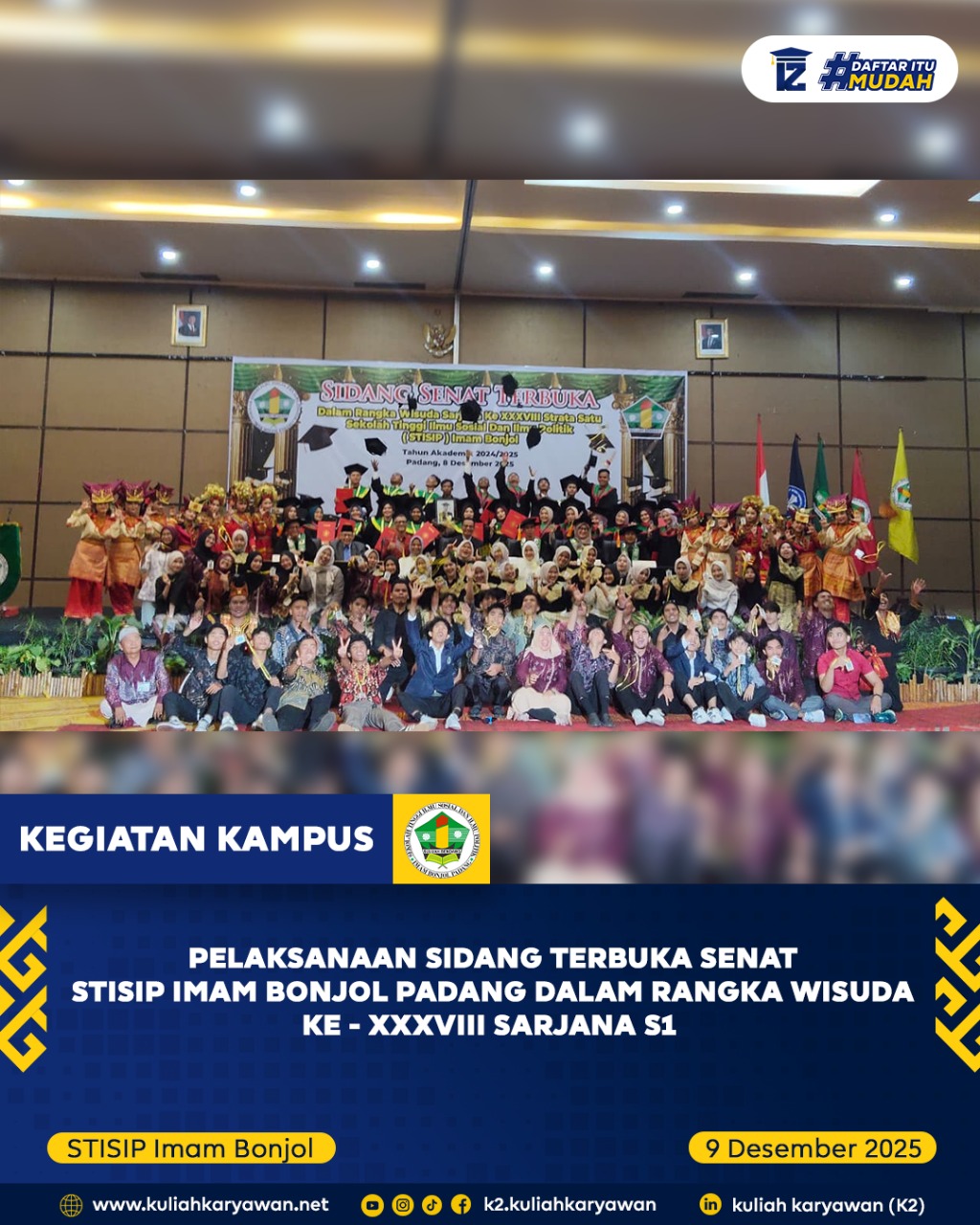 Wisuda S1 Kampus STISIP Imam Bonjol Padang Ke-XXXVIII