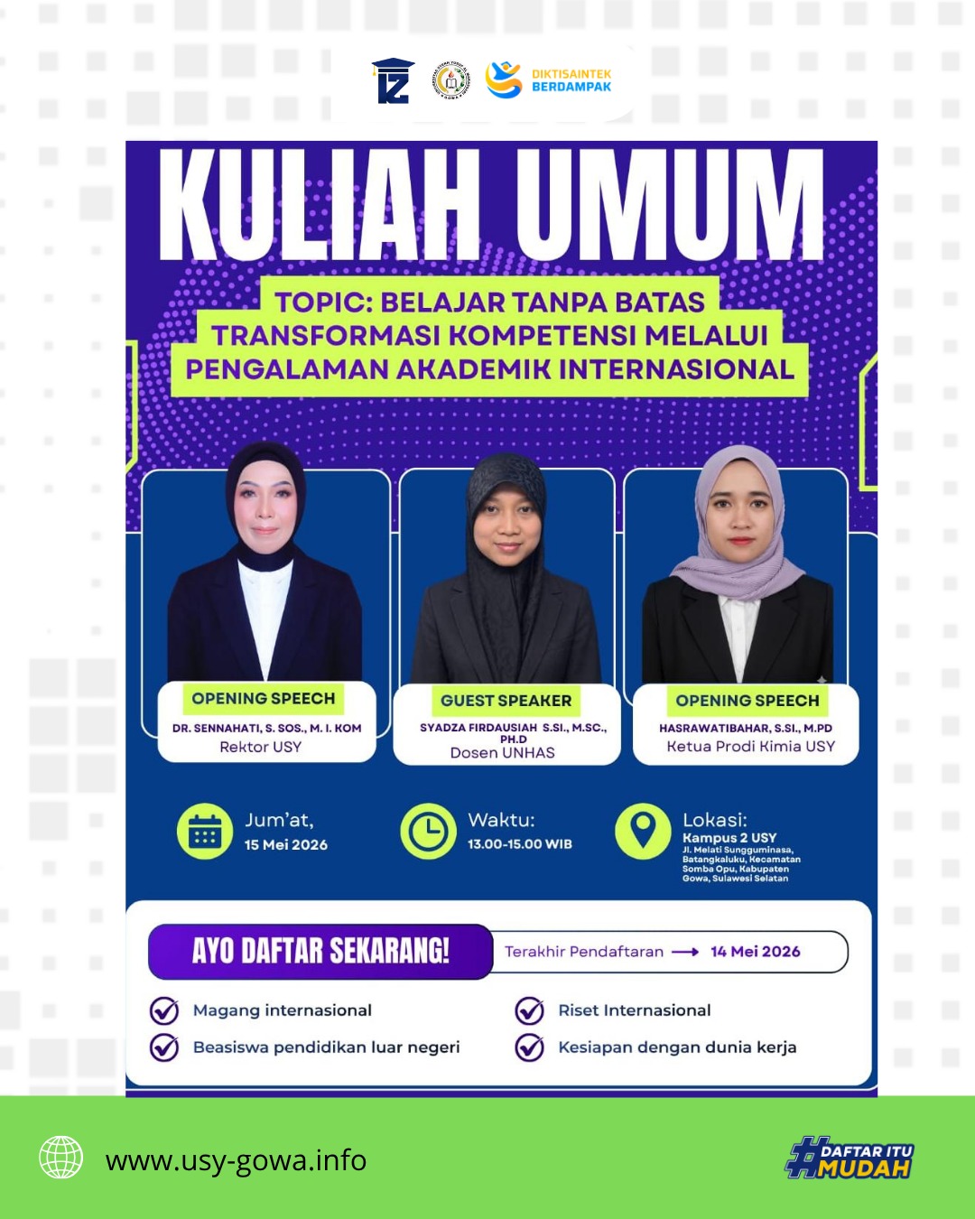 Kuliah Umum Universitas Syekh Yusuf Al Makassari Gowa