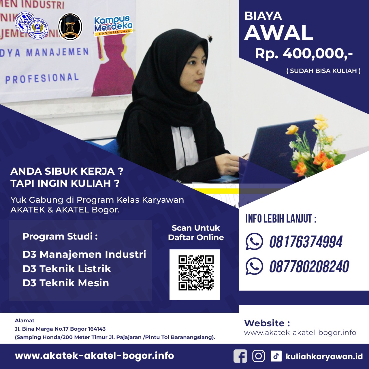 Daftar online kampus Akatek dan Akatel Bogor