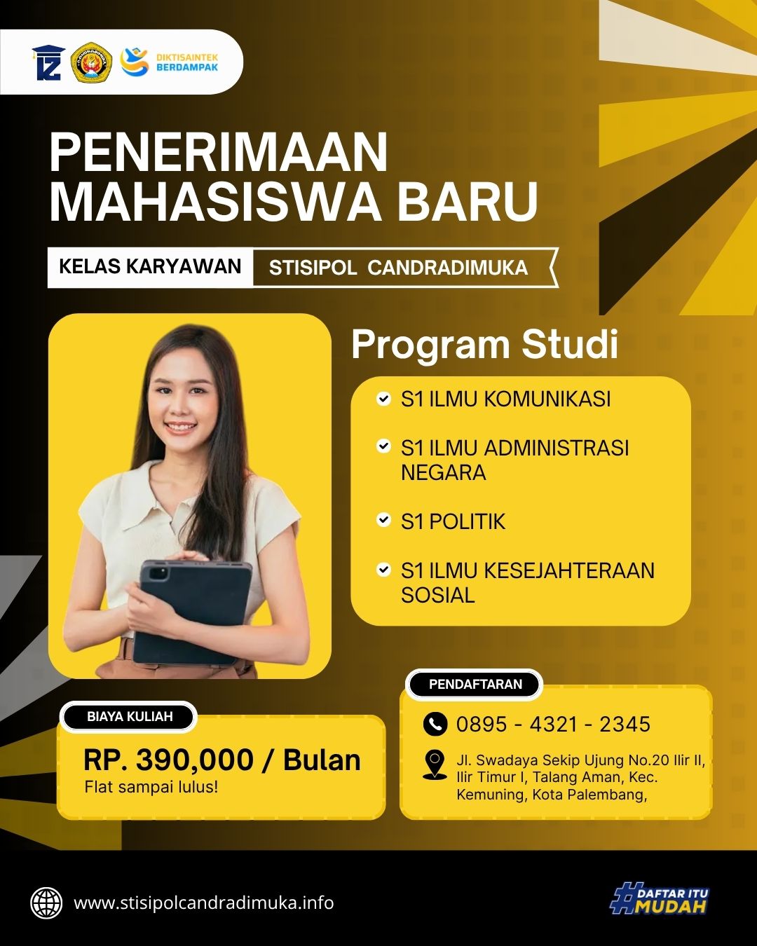 Hanya 150.000 Sudah Bisa Daftar Kuliah Di Kampus STISIPOL Candradimuka Palembang