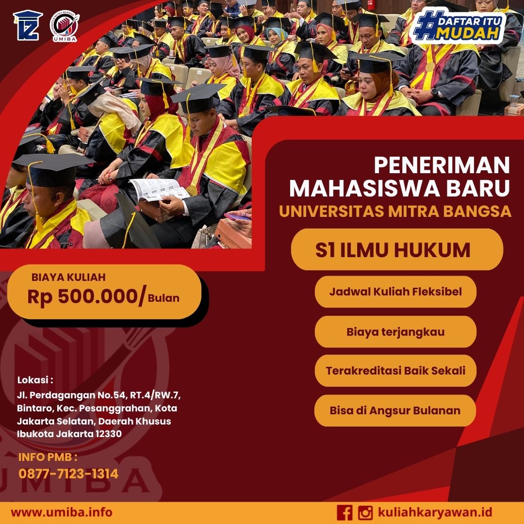 Kuliah S1 Ilmu Hukum di Universitas Mitra Bangsa Kampus Bintaro