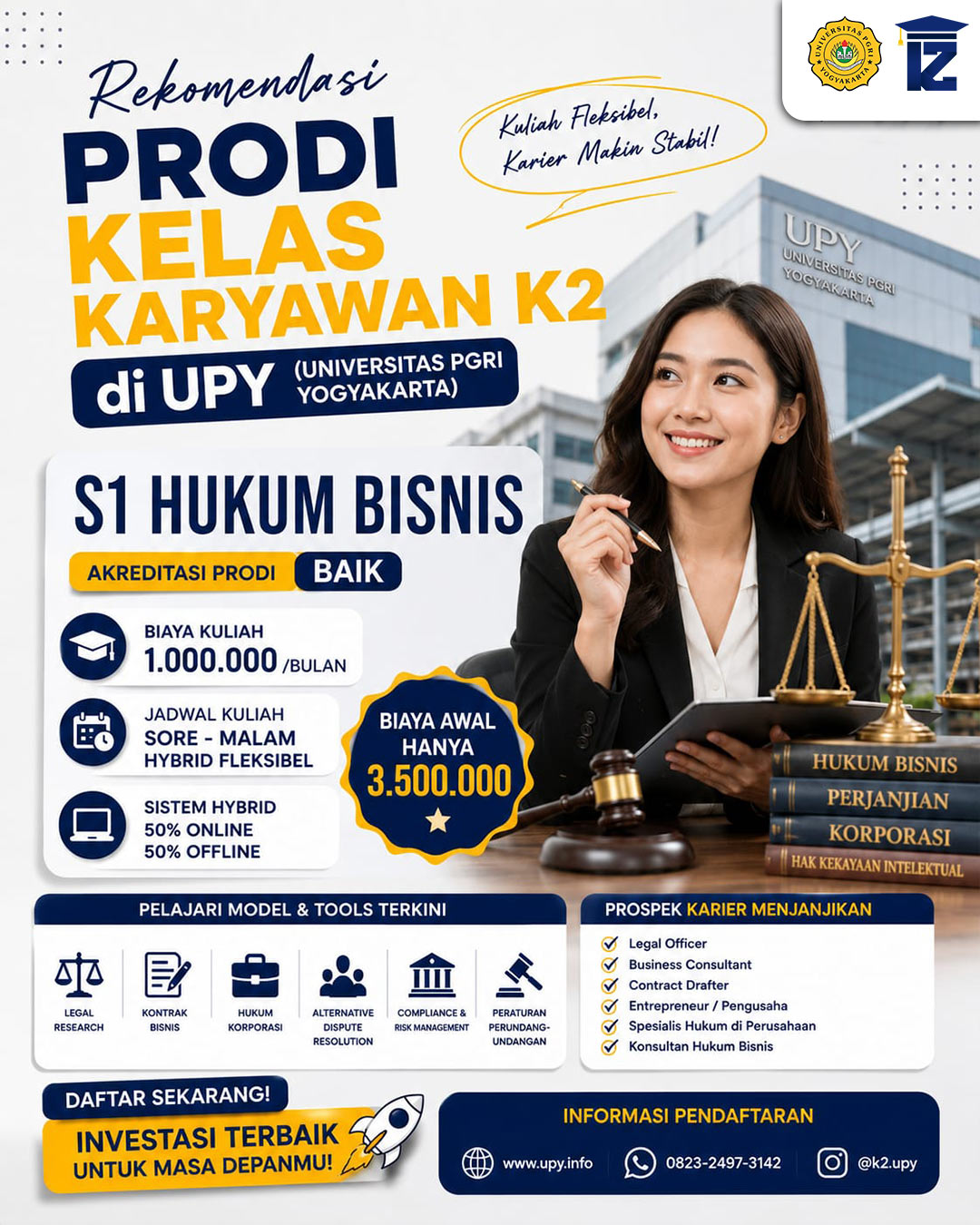 S1 Hukum Bisnis Kelas Karyawan UPY Kuliah Fleksibel dengan Biaya Terjangkau untuk Karier Profesional