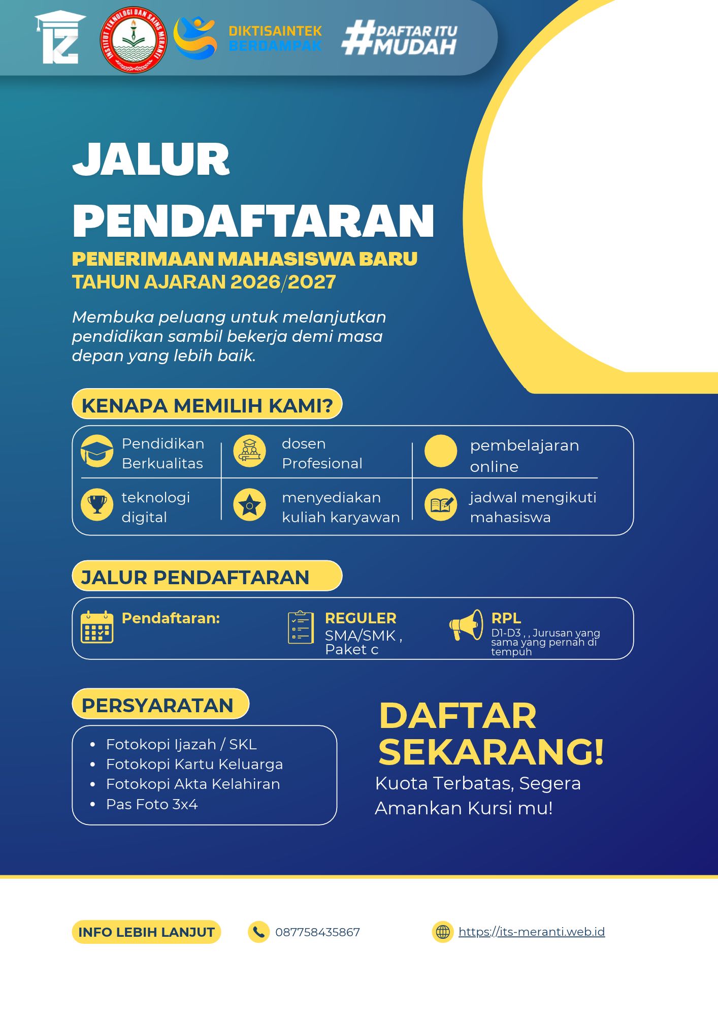 Jalur Pendaftaran Institut Teknologi  Dan Sains Meranti  