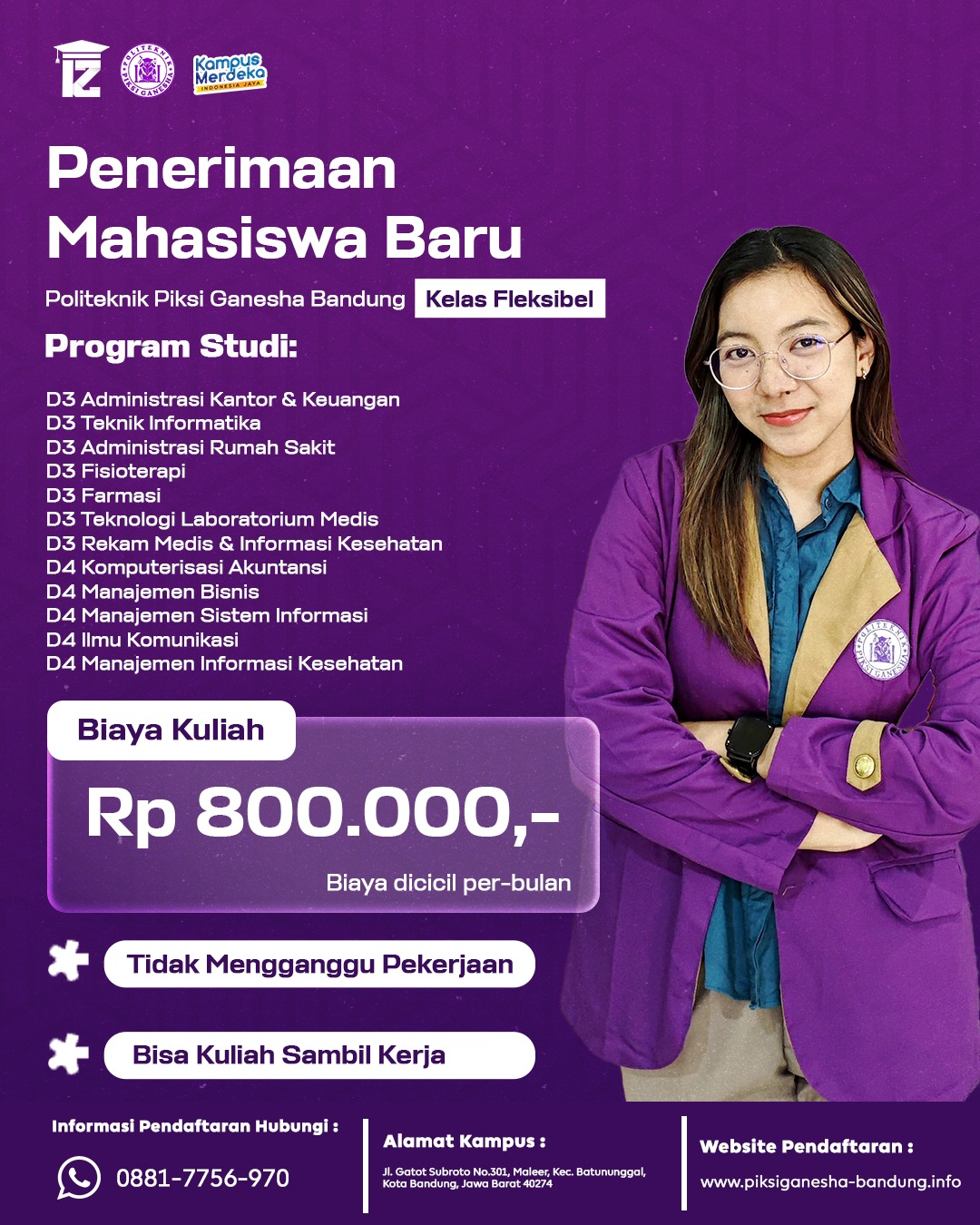 Penerimaan Mahasiswa Baru Politeknik Piksi Ganesha Bandung, Kuota Terbatas. Segera Daftar Sekarang